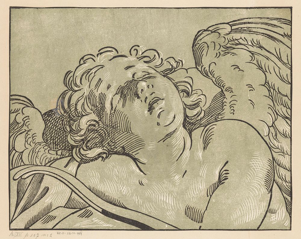 Slapende Amor (c. 1609 - 1676) by Bartolommeo Coriolano and Guido Reni
