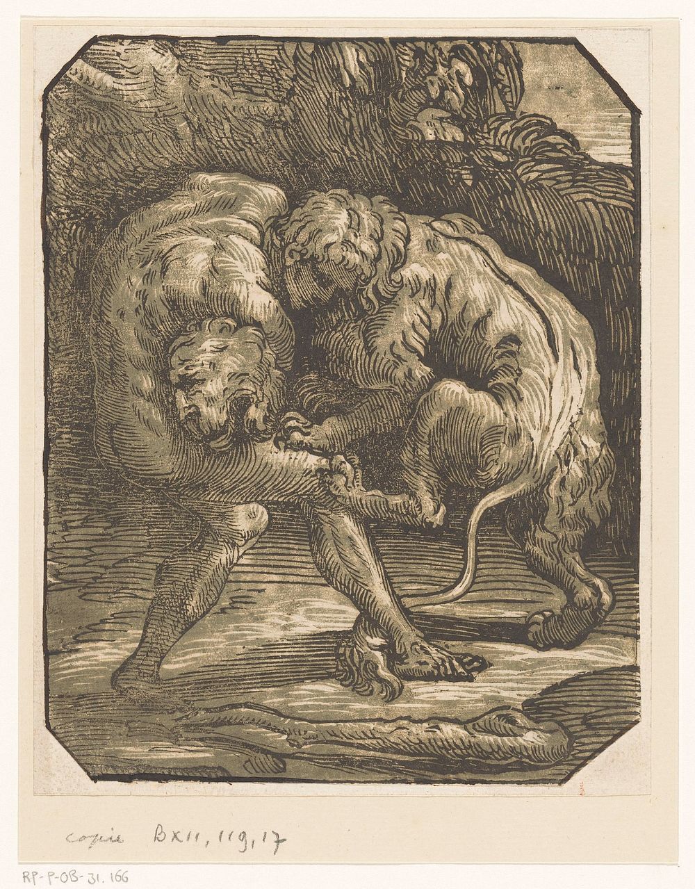 Hercules en de Nemeïsche leeuw (in or after c. 1540) by anonymous, Niccolò Vicentino and Rafaël