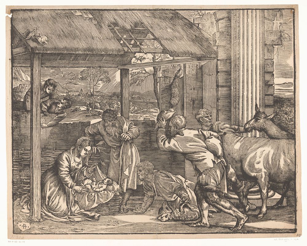 Aanbidding door de herders (c. 1535 - c. 1540) by Titiaan and Giovanni Britto