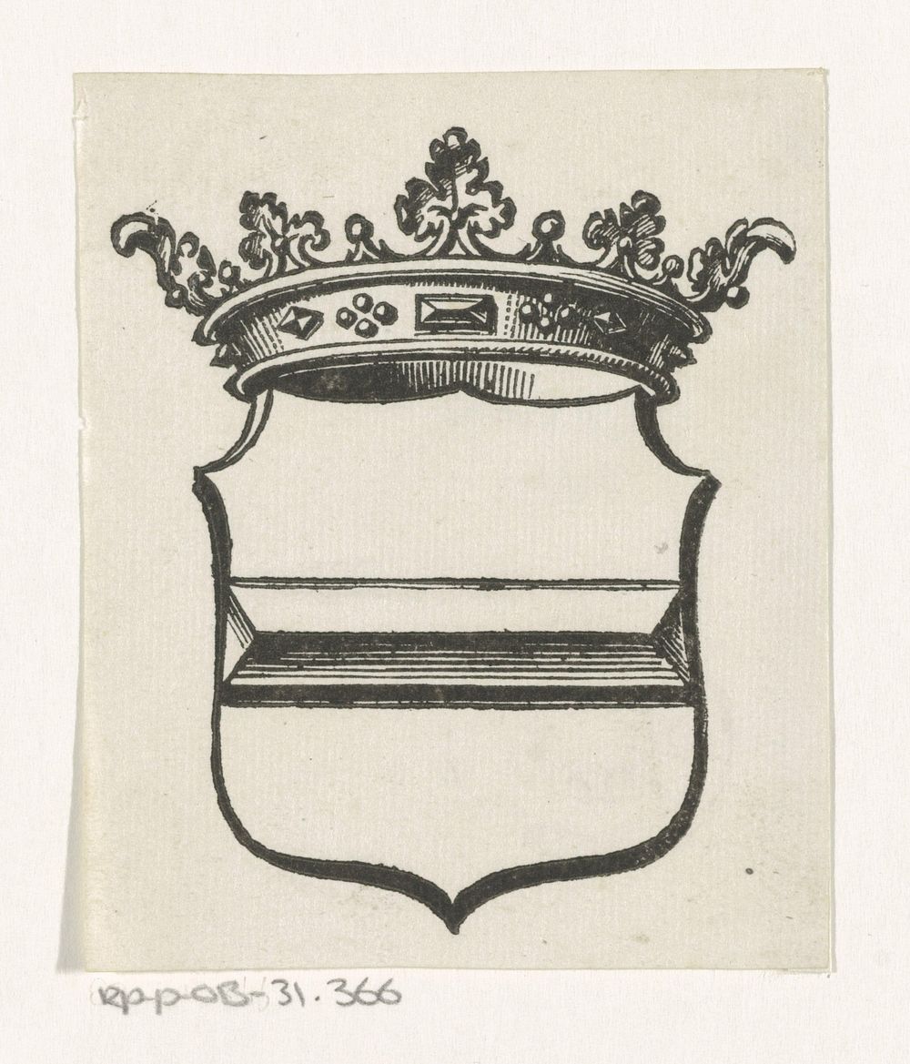 Vignet met een wapen met een kroon (c. 1681 - 1740) by Isaac Vincentsz van der Vinne