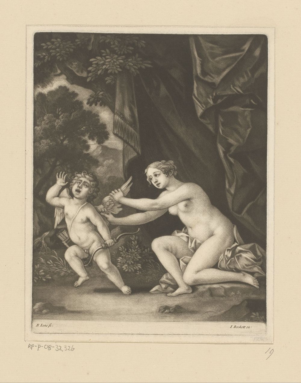 Venus grijpt Cupido bij zijn vleugels (1669 - 1725) by Bernard Lens II and Isaac Beckett