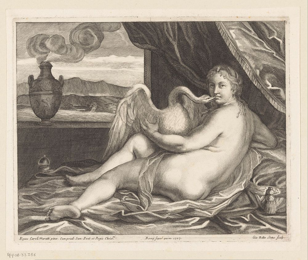 Leda en de zwaan (1707) by Giovanni Battista Sintes, Carlo Maratta and Clemens XI