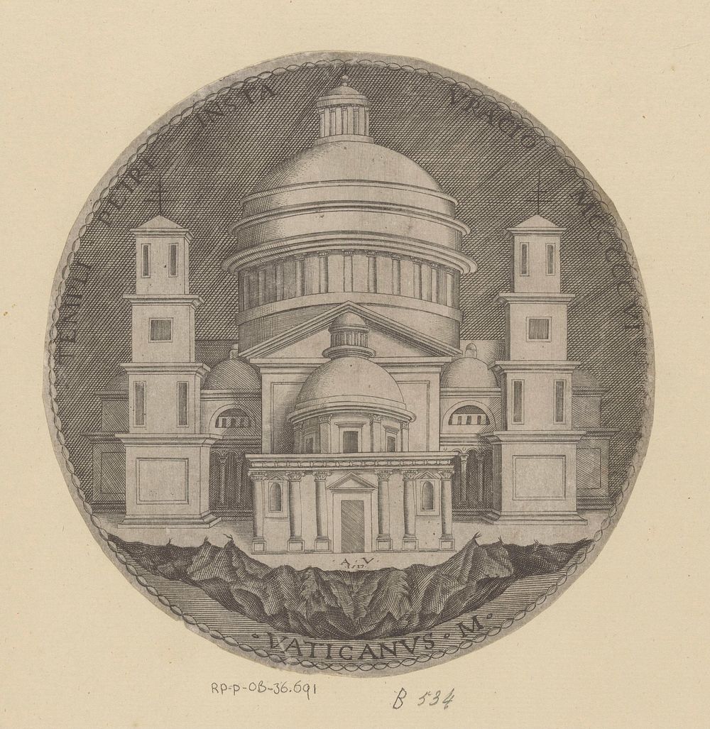 Sint-Pietersbasiliek te Vaticaanstad (1517) by Agostino Veneziano, Donato Bramante and Cristoforo Foppa Caradosso