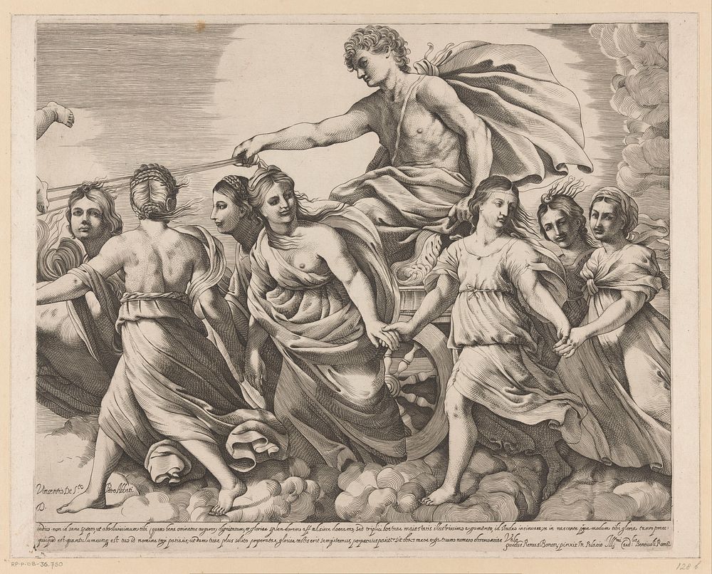 Apollo en Aurora (rechterdeel) (1622 - c. 1634) by Giovanni Battista Pasqualini, Guido Reni, Pauselijk hof and Vincenzo…