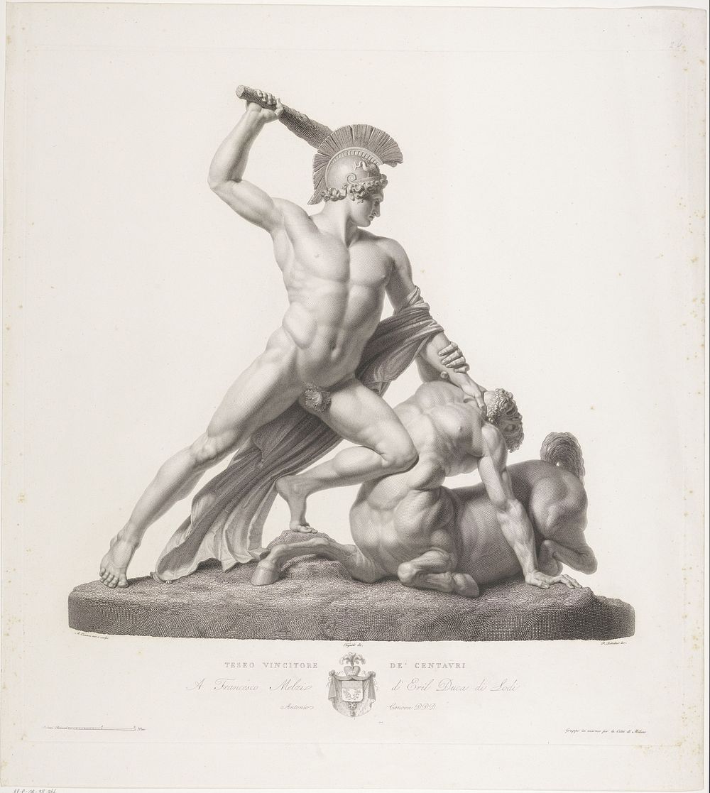 Theseus overwint de centaur (1773 - 1829) by Pietro Bettelini, Giovanni Tognolli, Antonio Canova, Antonio Canova and…
