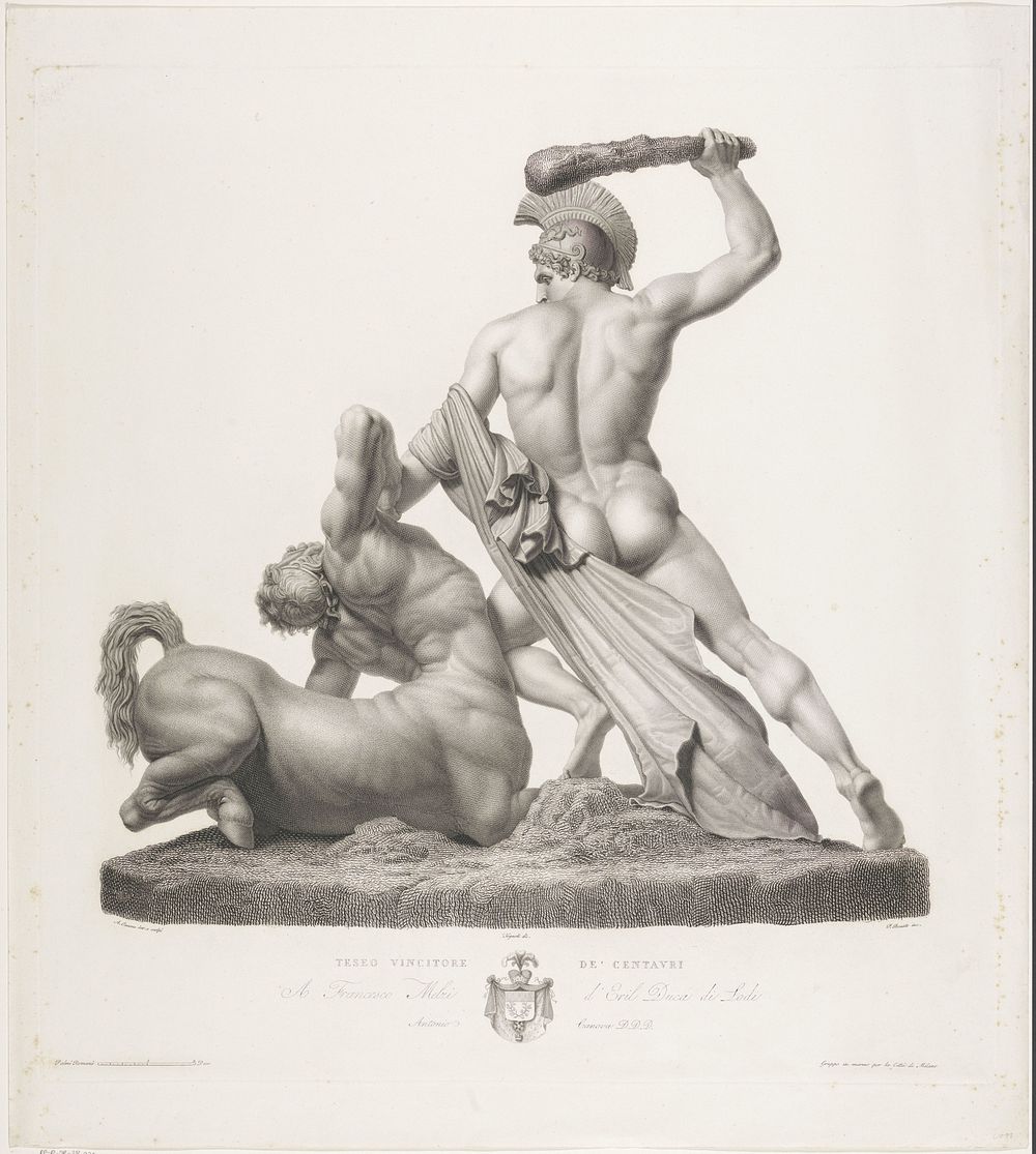 Theseus overwint de centaur (1775 - 1827) by Pietro Bonato, Giovanni Tognolli, Antonio Canova, Antonio Canova and Francesco…