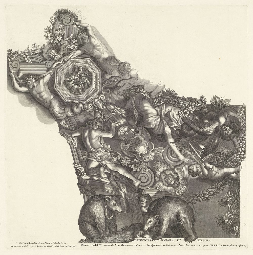 Gewelfdecoratie uit Pallazzo Barberini (1692 - 1762) by anonymous, Pietro da Cortona, Giovanni Giacomo de Rossi, Pauselijk…