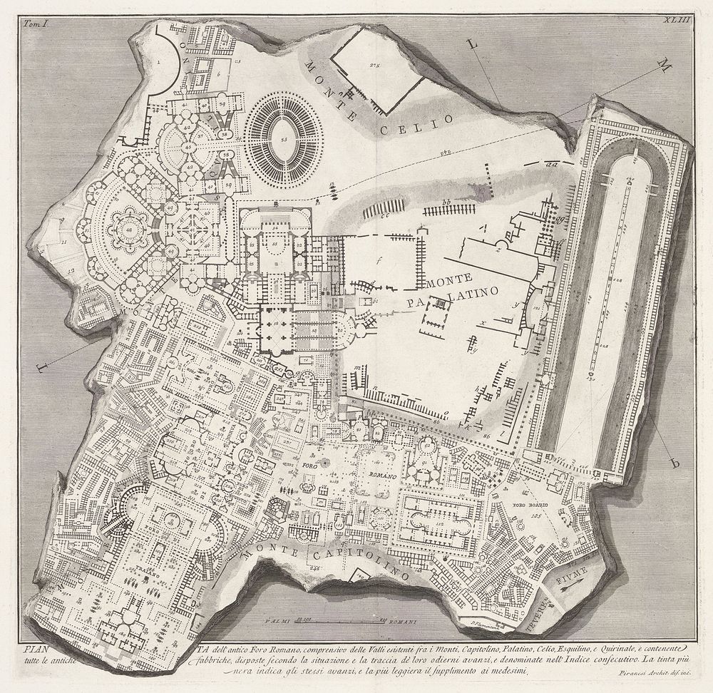 Plattegrond van het Forum Romanum (c. 1756 - c. 1757) by Giovanni Battista Piranesi and Giovanni Battista Piranesi