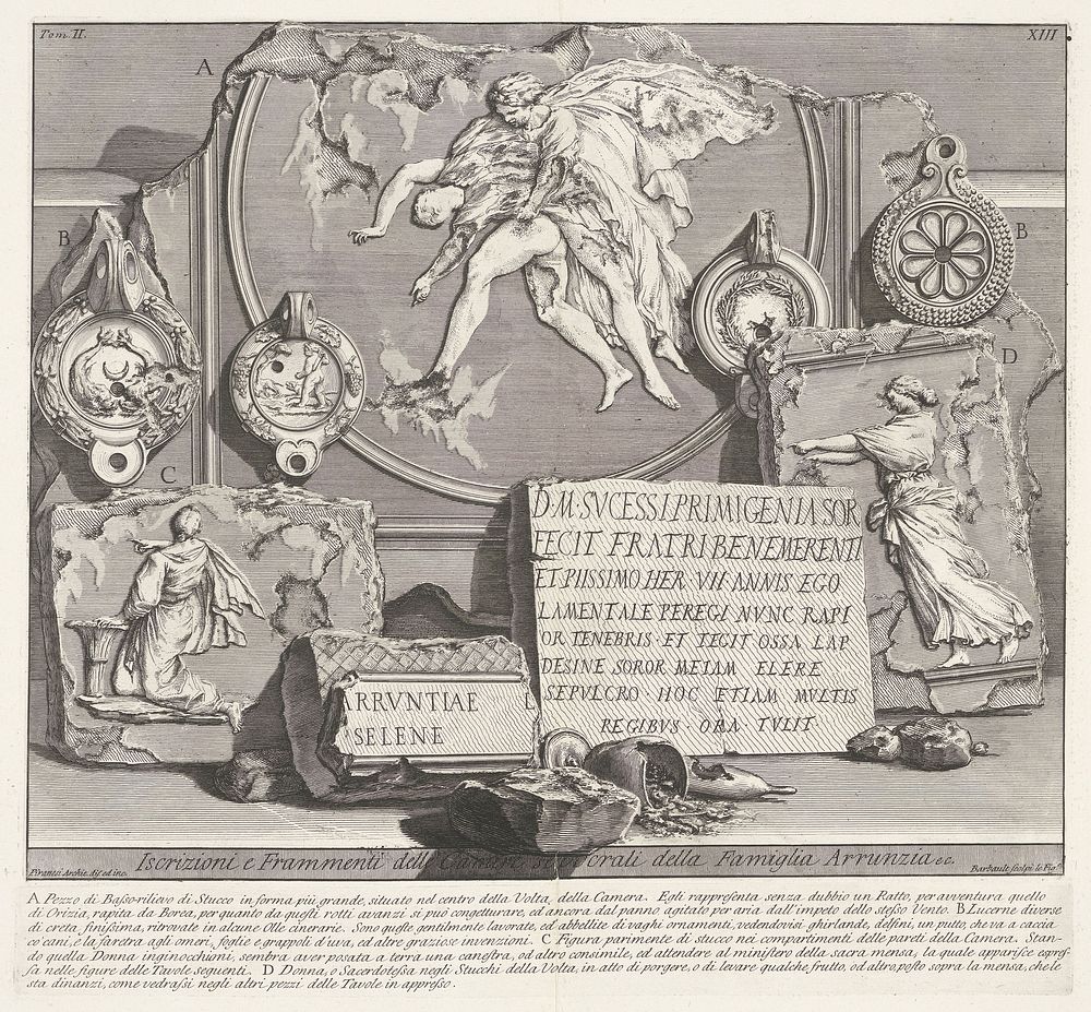 Inscripties en fragmenten uit graftombe van de Arruntius familie (c. 1756 - c. 1757) by Giovanni Battista Piranesi, Jean…