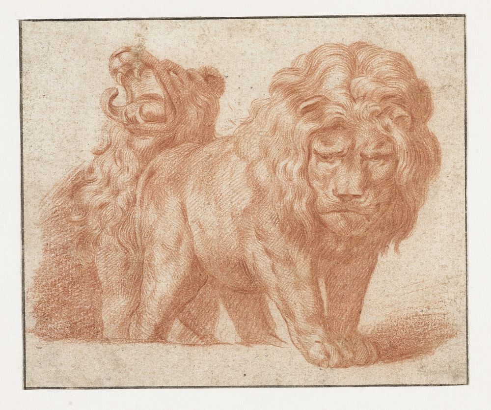 Twee leeuwen (c. 1650 - c. 1690) by Peter Paul Rubens, Abraham Bloteling and Peter Paul Rubens