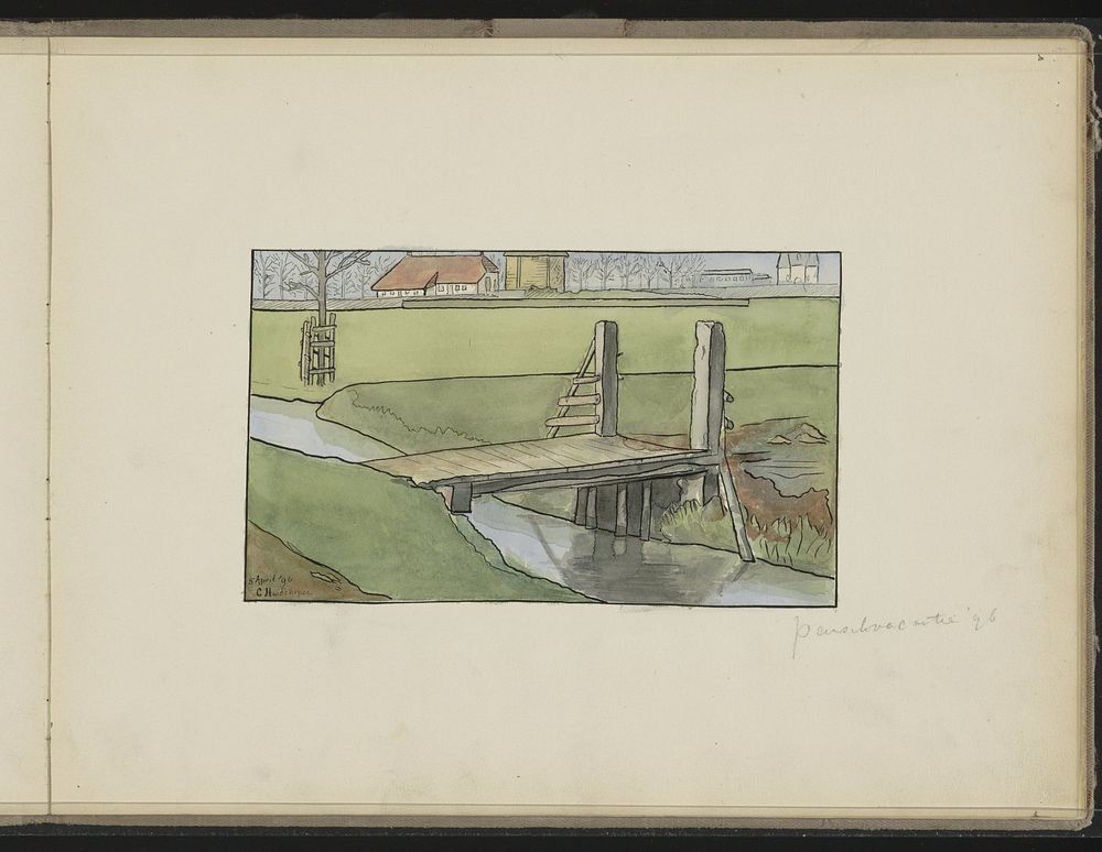 Weiland met een brug over een sloot (1896) by Chris Huidekooper