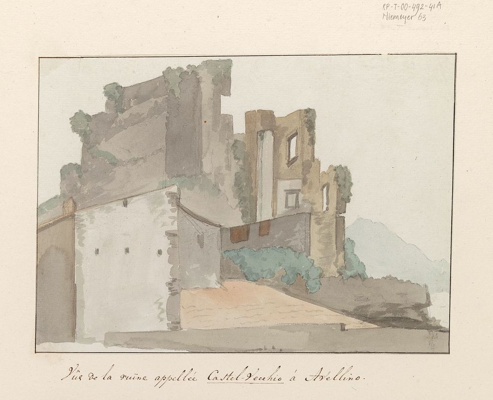 Gezicht op ruïne, zogenaamde Castel Vecchio, te Avellino (1778) by Louis Ducros