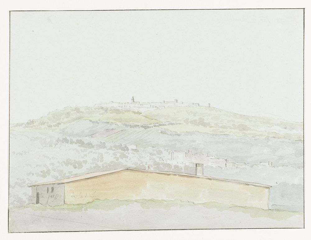 Klassieke zuil in haven van Brindisi (1778) by Louis Ducros