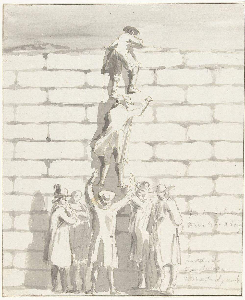 Willem Carel Dierkens klimt op de tempel om de ruïne op te meten (1778) by Louis Ducros
