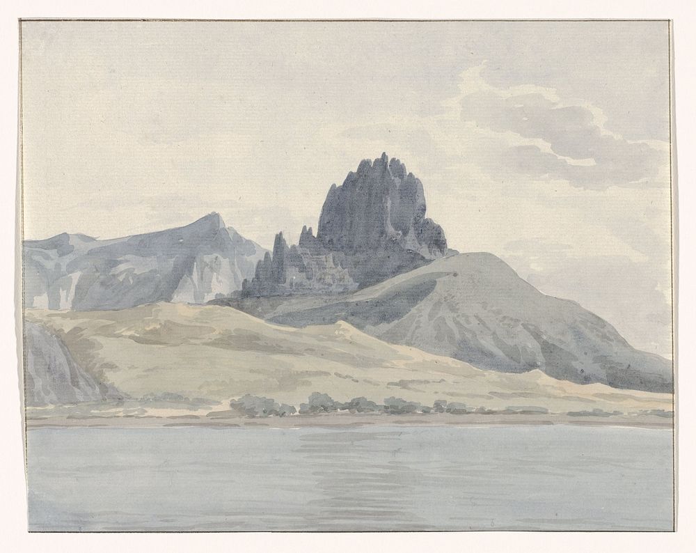Gezicht op de kust van Pentidatilo aan de overzijde van kaap Spartivento (1778) by Louis Ducros