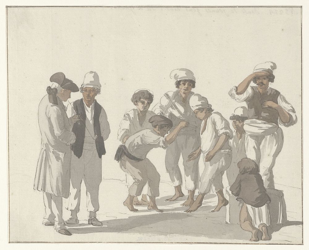 Dans van de jonge mannen op het eiland Ghozo (1778) by Louis Ducros