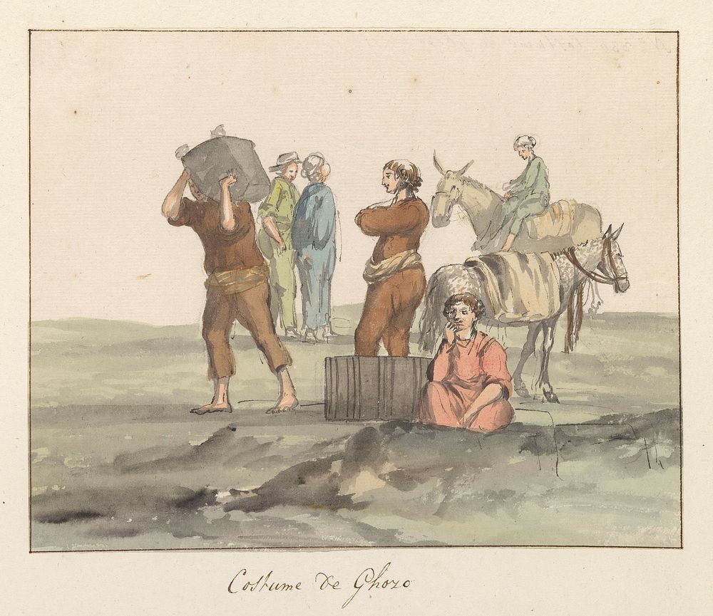 Klederdrachten van eiland Gozo (1778) by Louis Ducros