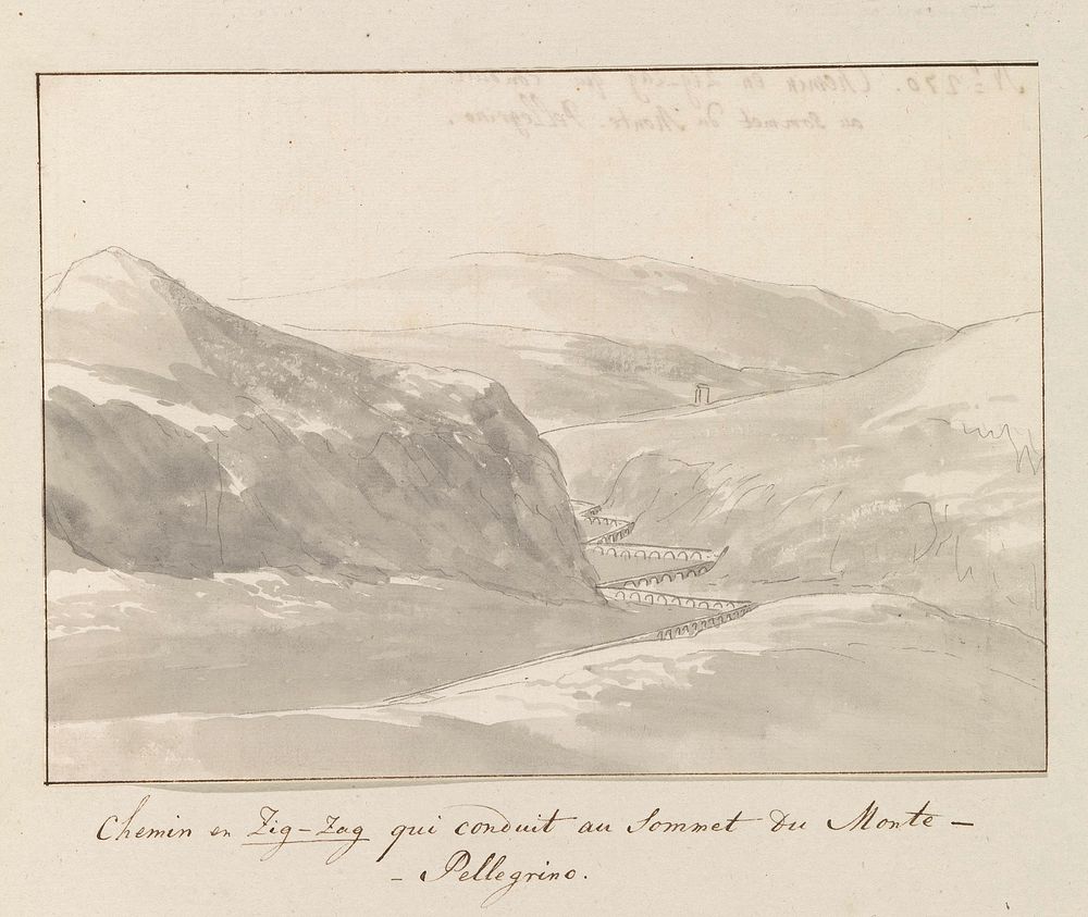 Zig-zag weg die leidt naar de top van Monte Pellegrino (1778) by Louis Ducros