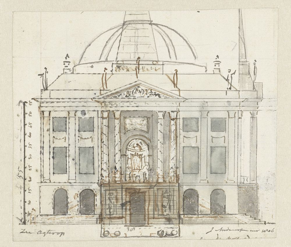 Ontwerp voor decoraties op het gebouw Felix Meritis (1806) by Jurriaan Andriessen