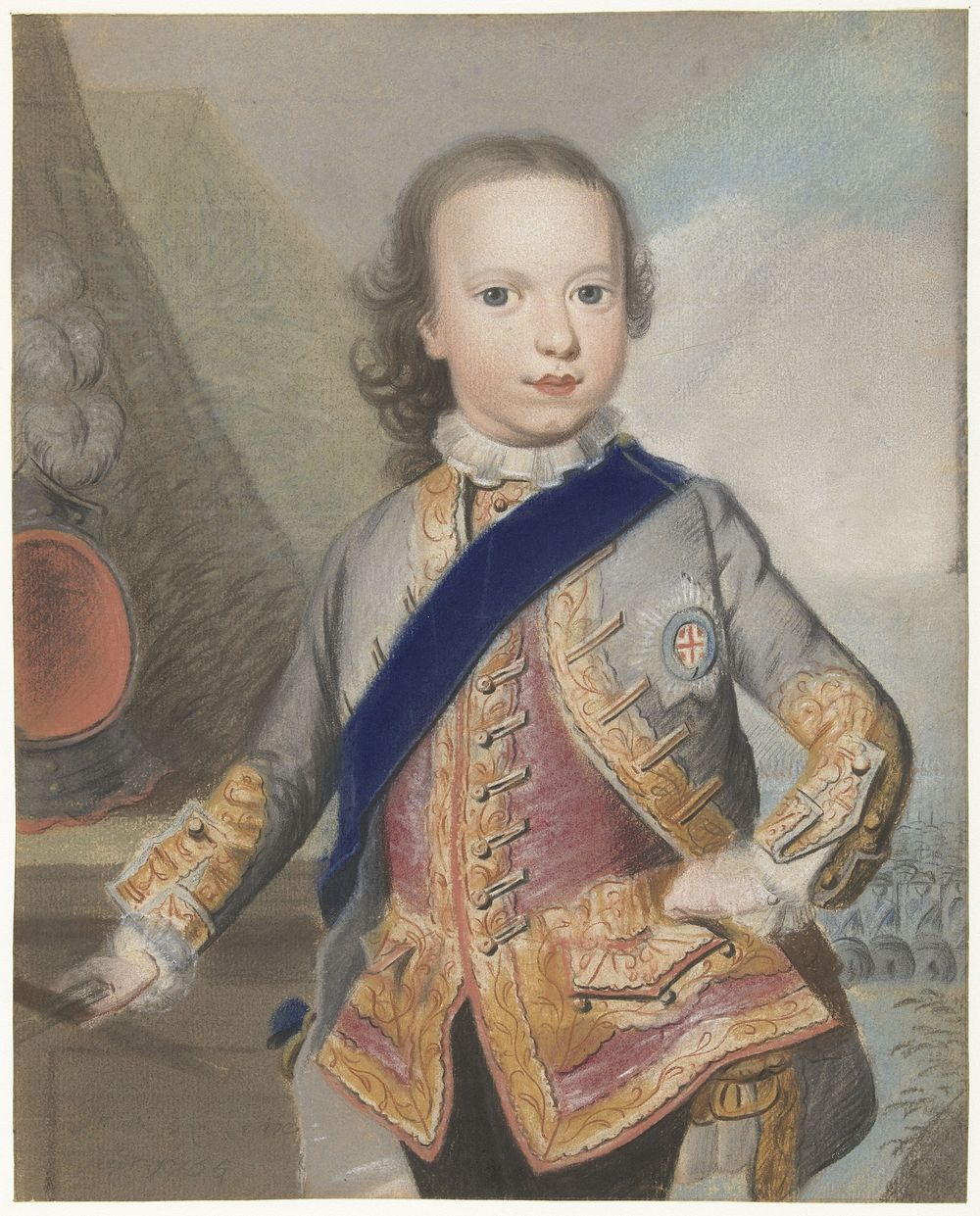 Portret van Willem V, prins van Oranje-Nassau, als kind (1755) by Pieter Frederik de la Croix