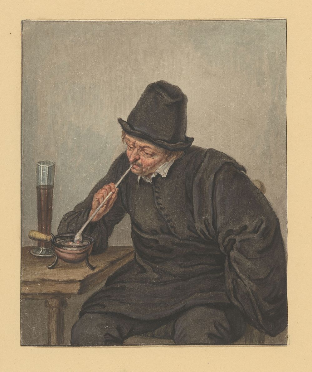 Zittende man steekt zijn pijp aan (1620 - 1635) by anonymous and Adriaen van Ostade