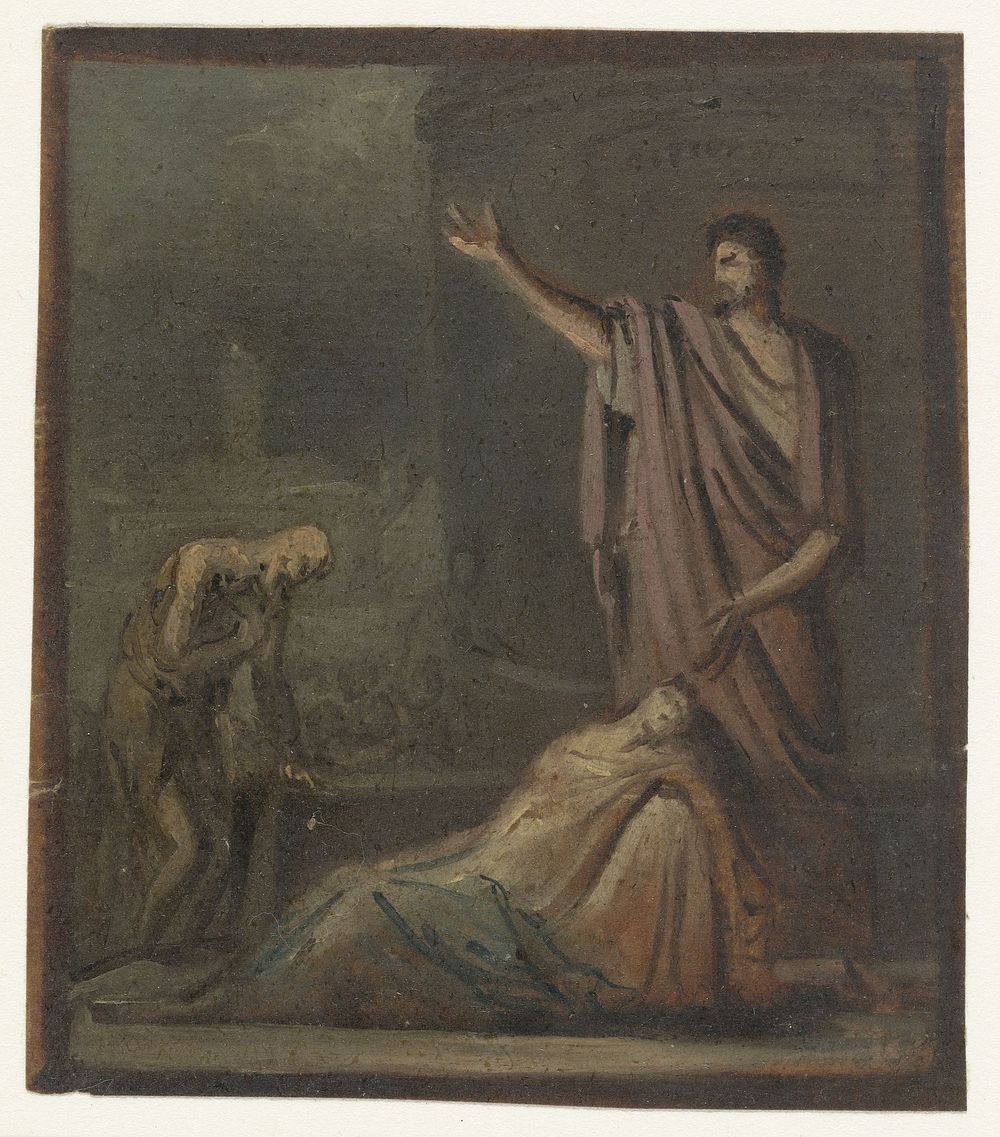 Staande man bij liggend persoon (1700 - 1800) by anonymous