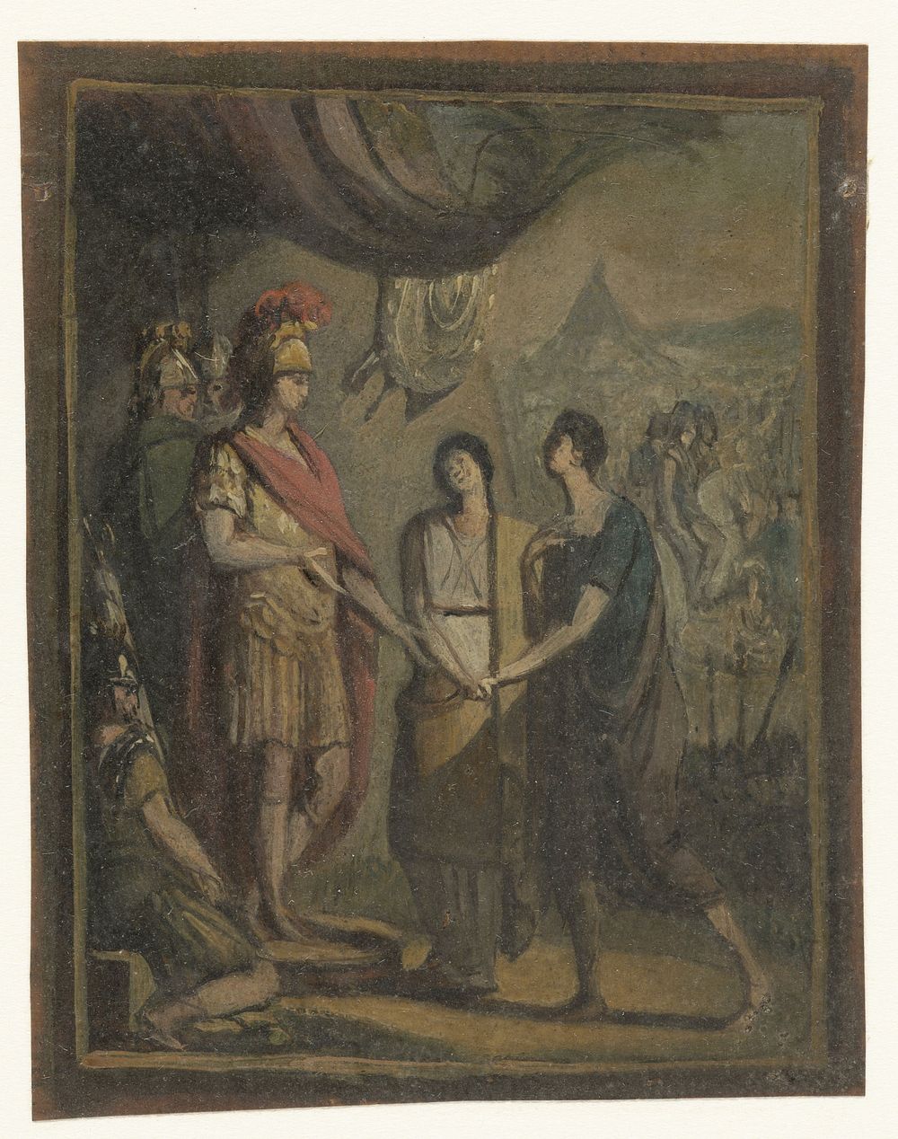 Twee jongelingen voorgesteld aan een veldheer (1700 - 1800) by anonymous