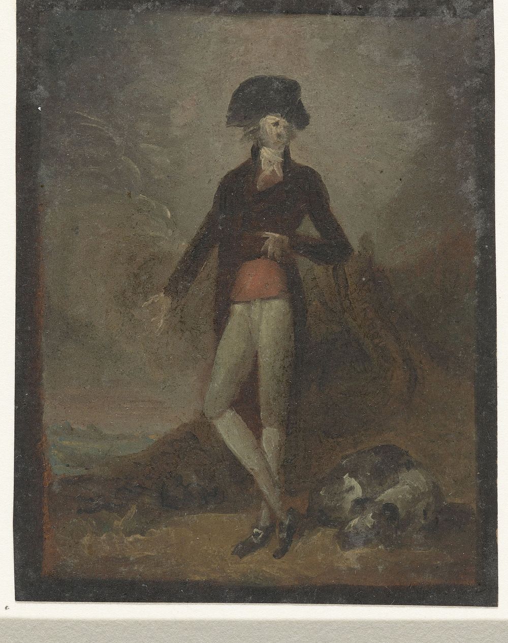 Staande man met hond aan zijn voeten (1700 - 1800) by anonymous