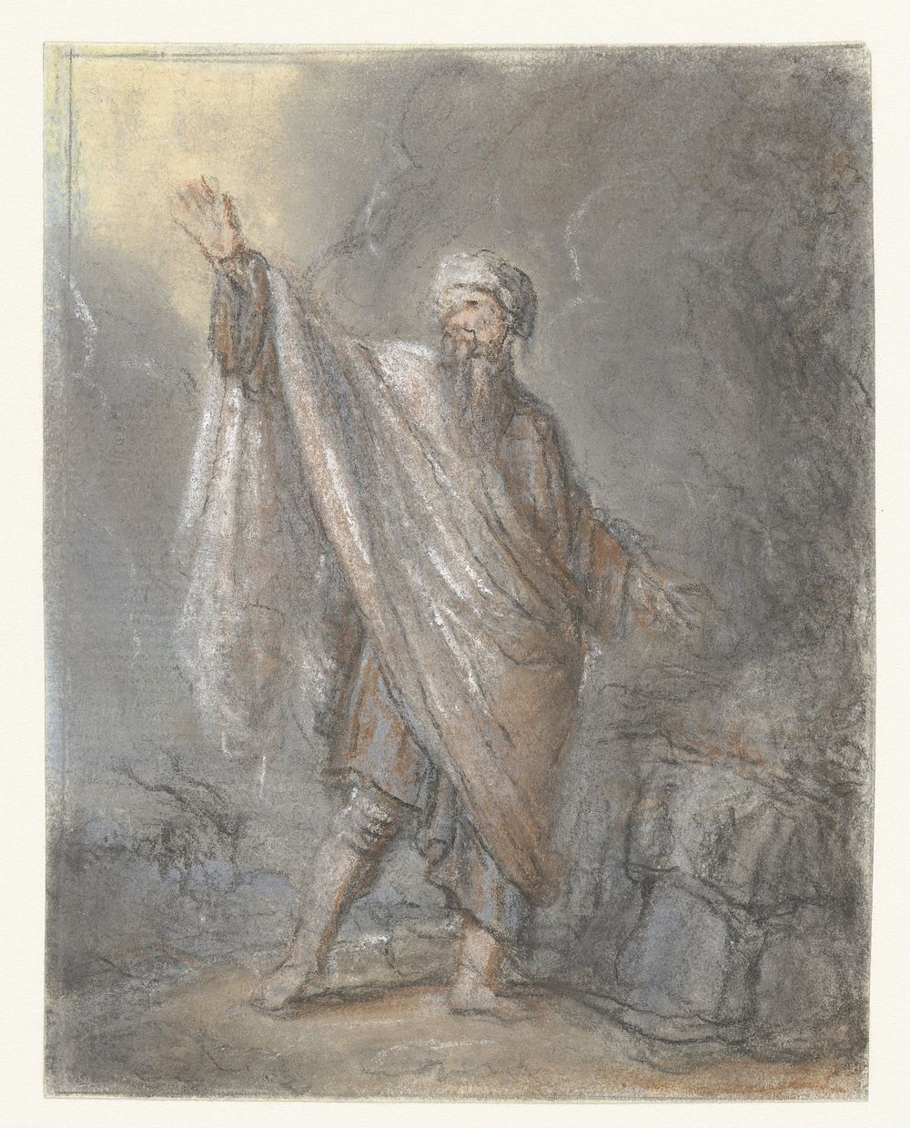 Staande man bij brandend offer (1700 - 1800) by anonymous