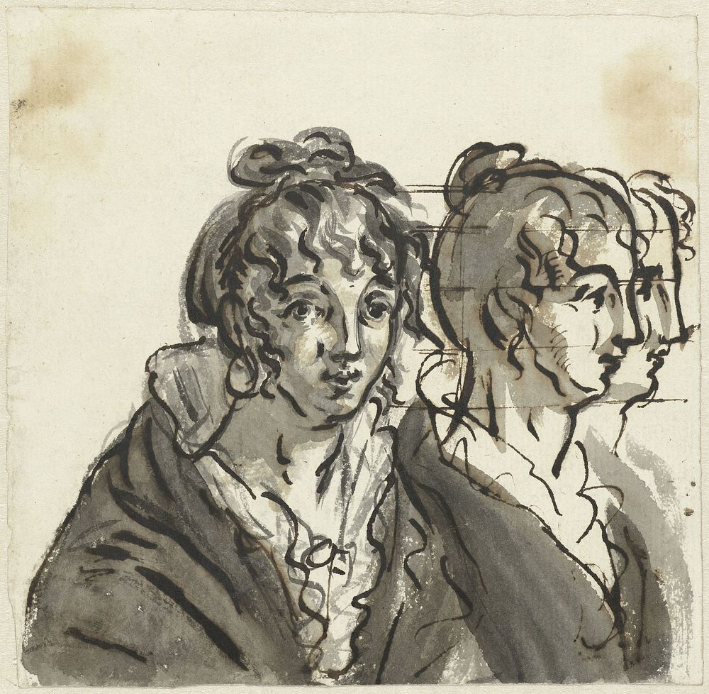 Portretstudie van een vrouw (1770 - 1825) by Simon Andreas Krausz