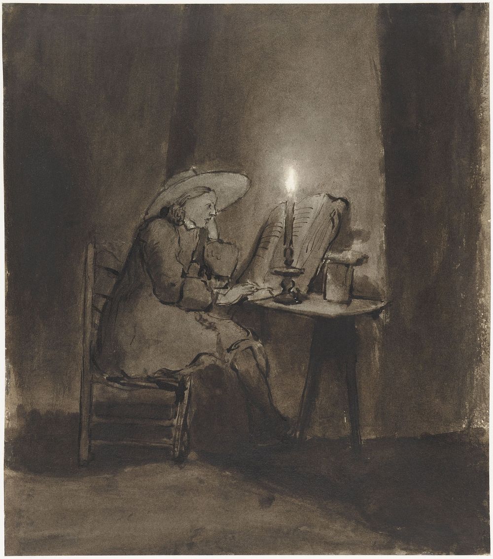 Lezende jongen bij kaarslicht (1650 - 1655) by Barent Fabritius