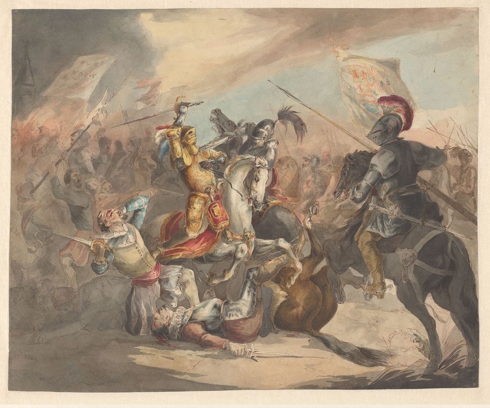 Veldslag met ridders (1842 - 1850) by Roeland Christiaan Korthals