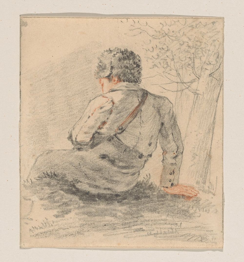 Zittende jongen, van achteren gezien (1801 - 1873) by George Pieter Westenberg