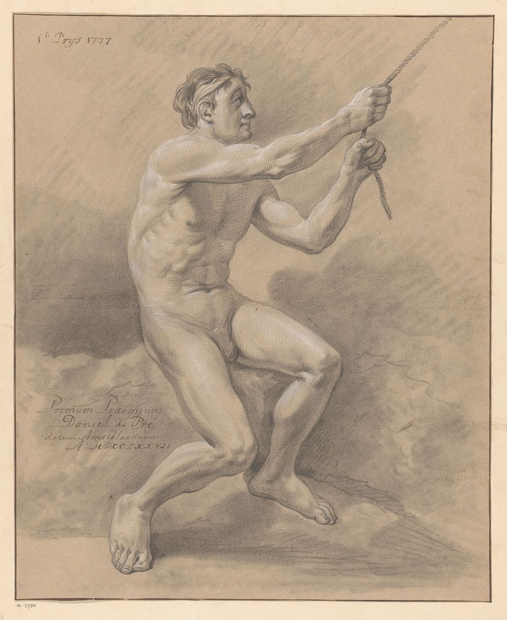 Zittend mannelijk naakt, van opzij gezien (1e prijs 1777) (1777) by Daniël Dupré