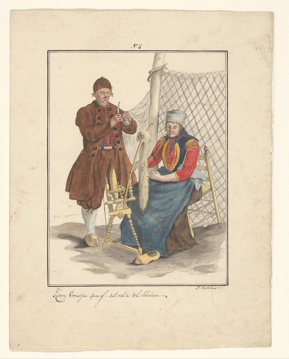 Vissersechtpaar uit Schokland (in or after 1803 - c. 1899) by J Enklaar and Ludwig Gottlieb Portman