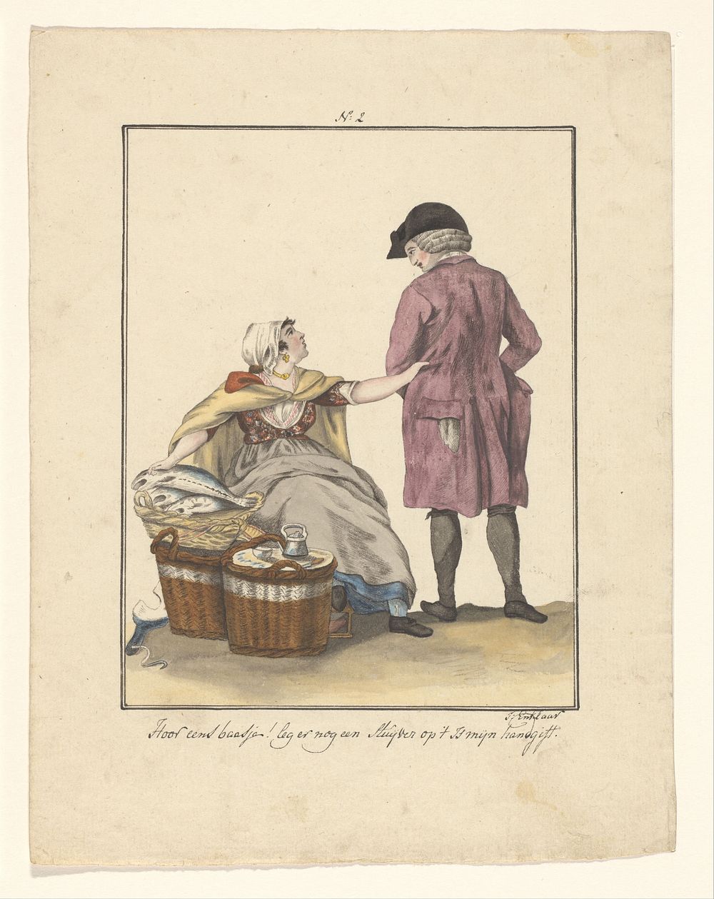 Visverkoopster en klant (in or after 1803 - c. 1899) by J Enklaar and Ludwig Gottlieb Portman
