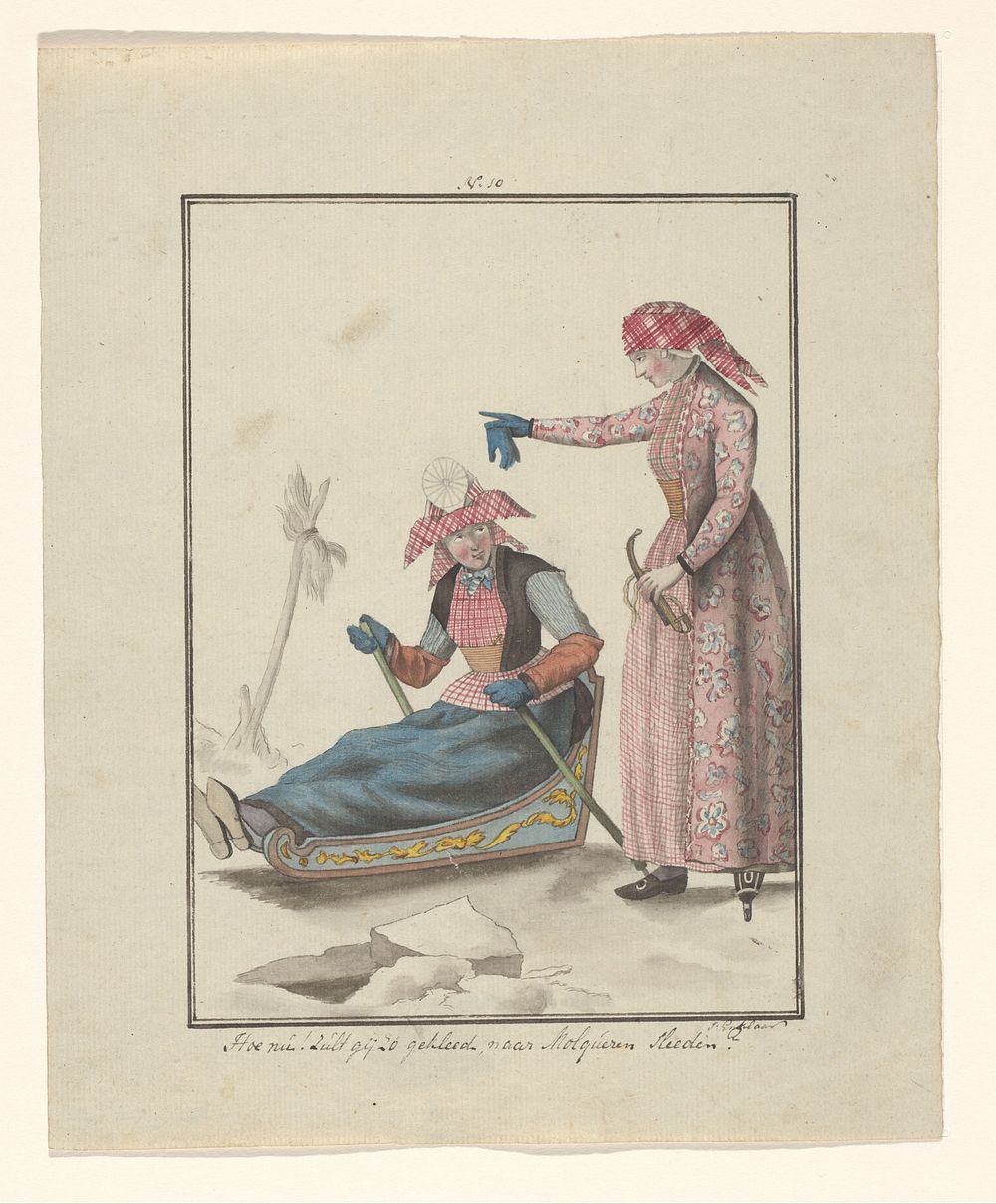 Friese vrouwen op het ijs (in or after 1803 - c. 1899) by J Enklaar, Ludwig Gottlieb Portman and C F Bounach