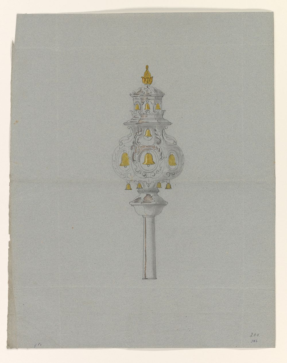 Ontwerp voor een scepter met bellen (c. 1800 - c. 1899) by J H Hellweg