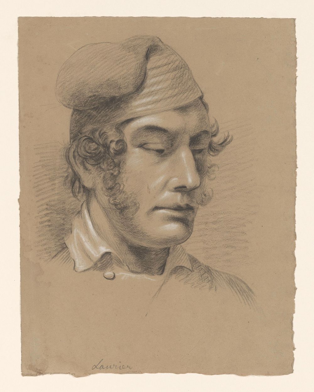 Hoofd van een man, naar rechts (1809 - 1869) by Alexander Cranendoncq