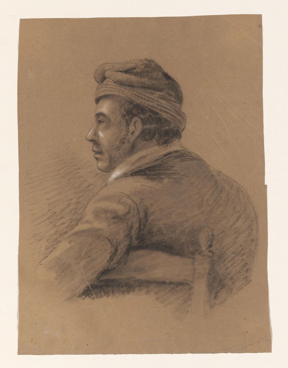 Buste van een gedraaid zittende man, op de rug gezien (1809 - 1869) by Alexander Cranendoncq
