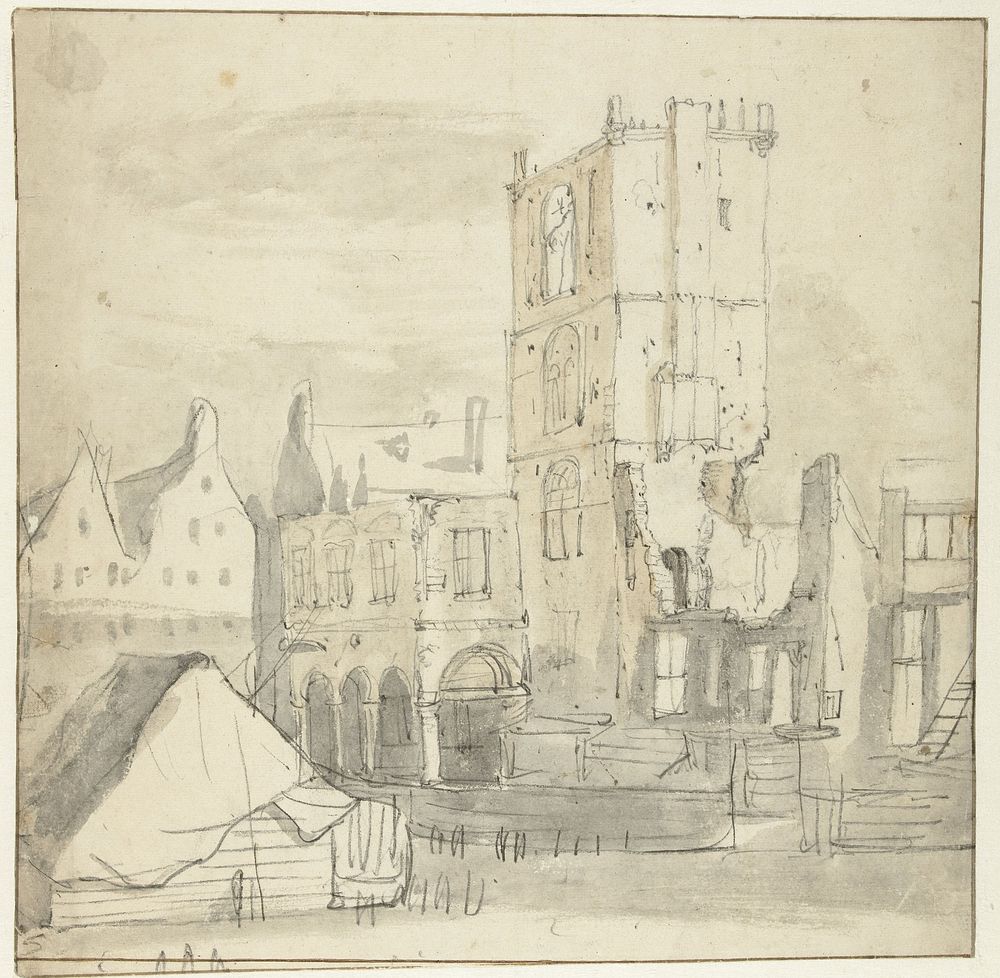 Ruins of the Old Town Hall, Amsterdam, after the Fire of 1652 (1652) by Roelant Roghman