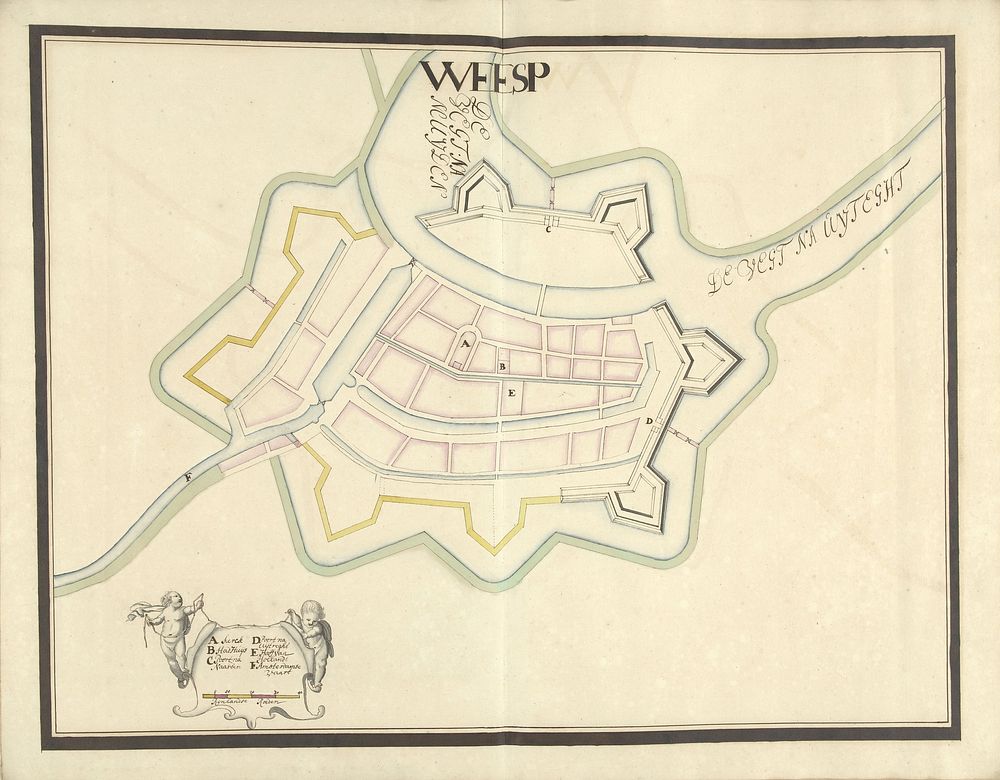 Plattegrond van Weesp, ca. 1701-1715 (1701 - 1715) by Samuel Du Ry de Champdoré