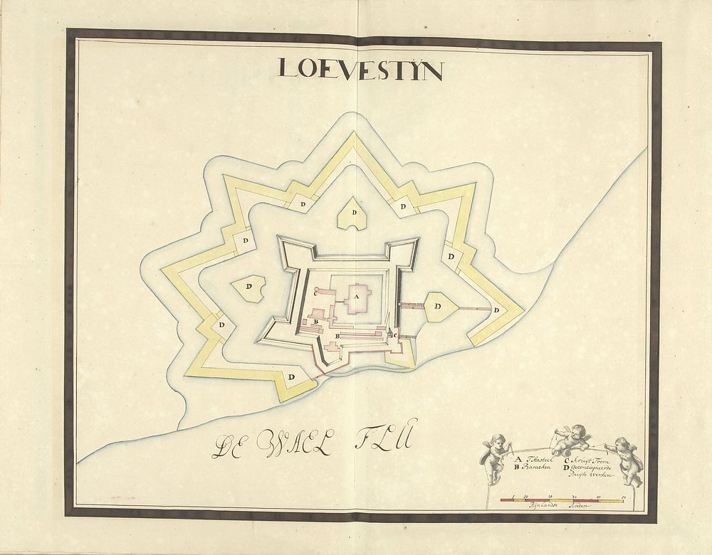 Plattegrond van Slot Loevestein, ca. 1701-1715 (1701 - 1715) by Samuel Du Ry de Champdoré