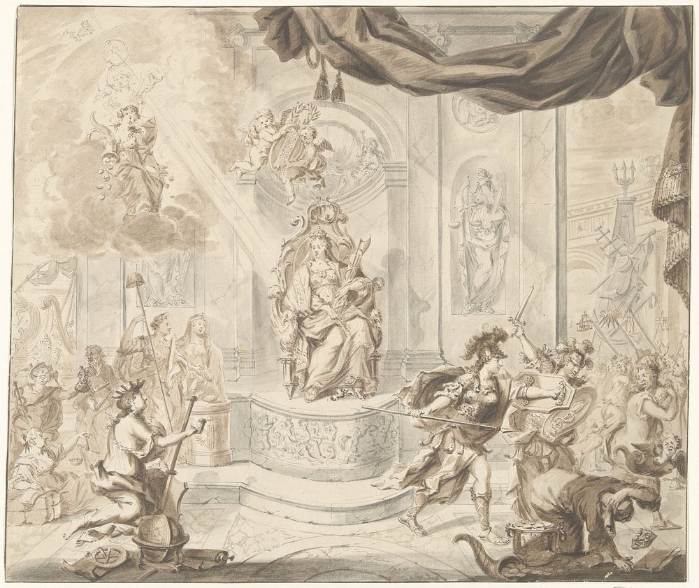 Allegorie op de verdrijving van de wind-wisselhandelaren van Amsterdamse beurs, 1763 (1763) by anonymous