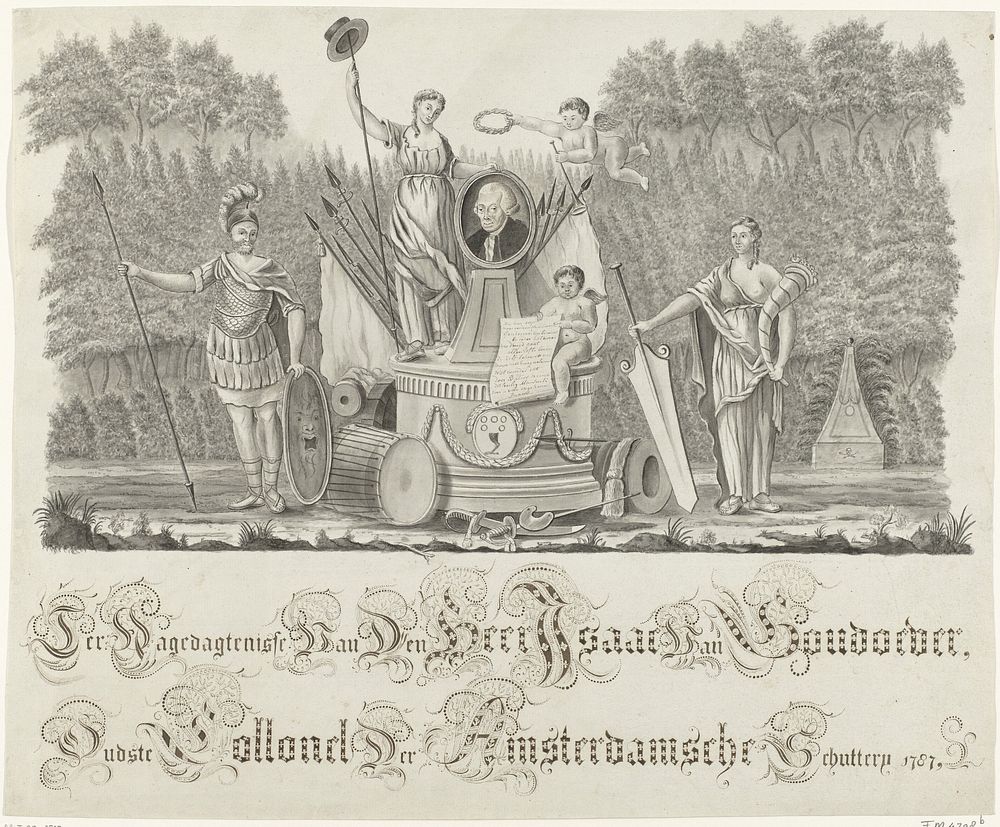 Allegorisch grafmonument voor Isaak van Goudoever, 1793-1794 (1793) by anonymous, Jacobus Wijsman and Jan Lucas van der Beek