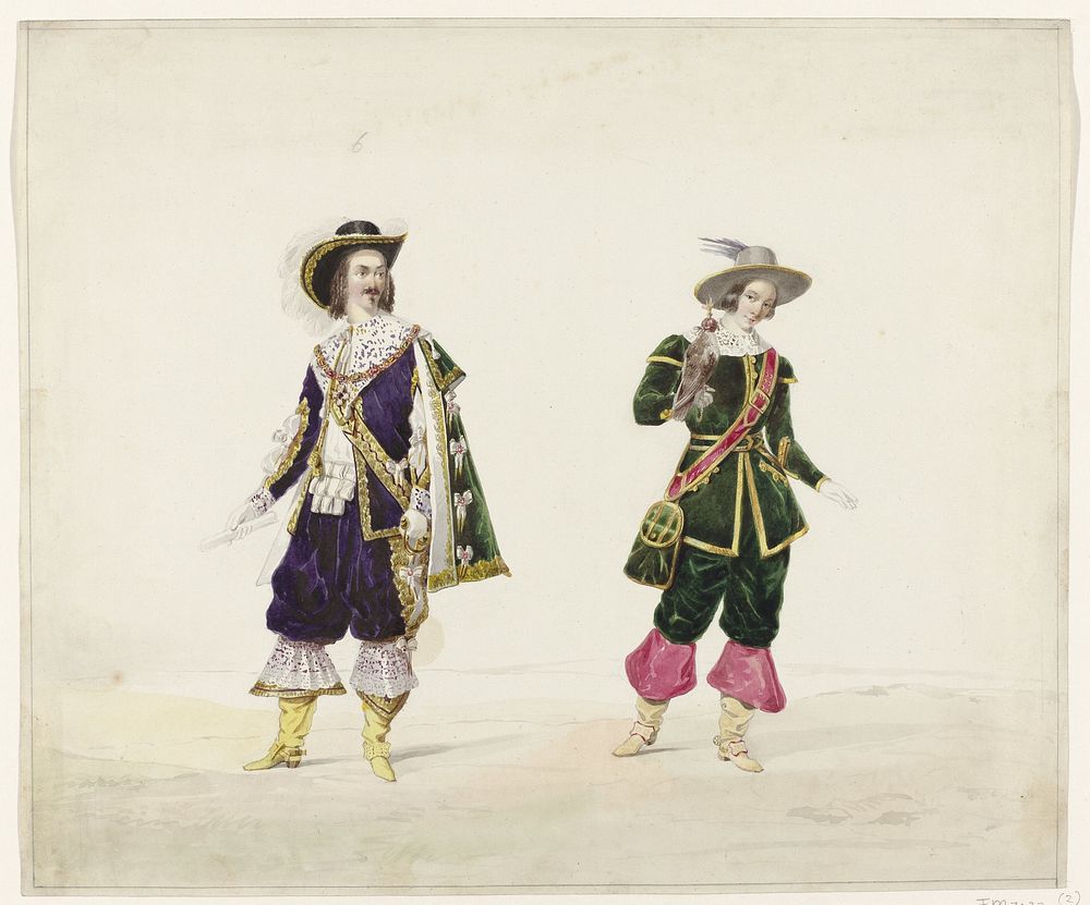 Twee mannen in historisch kostuum, 1841 (1841) by Huib van Hove Bz