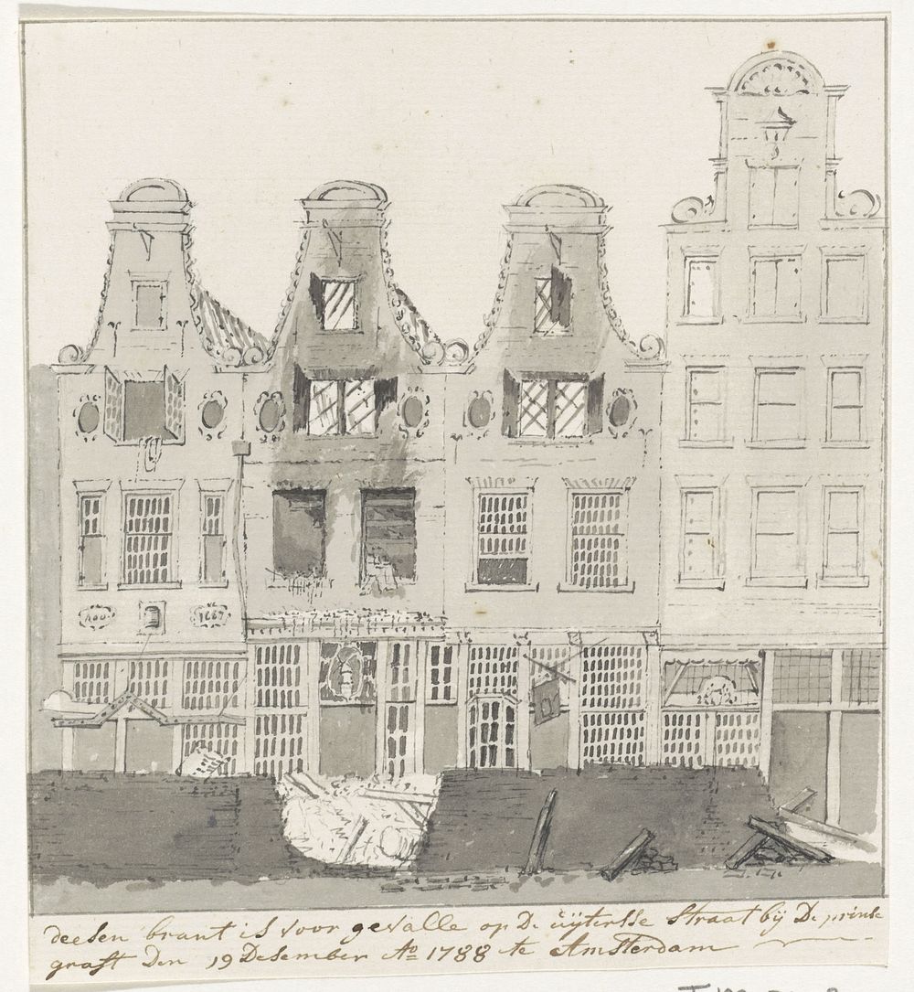 Uitgebrande panden aan de Utrechtsestraat, 1788 (1788) by anonymous