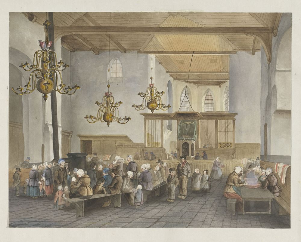 Opvang van de Veenendalers in de Geertekerk te Utrecht, 1855 (1855) by anonymous