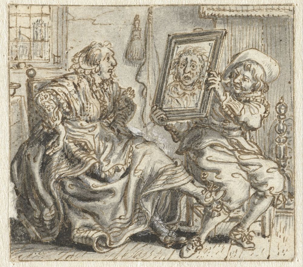 Man Holding a Mirror up to his Wife’s Face (c. 1634) by Adriaen Pietersz van de Venne