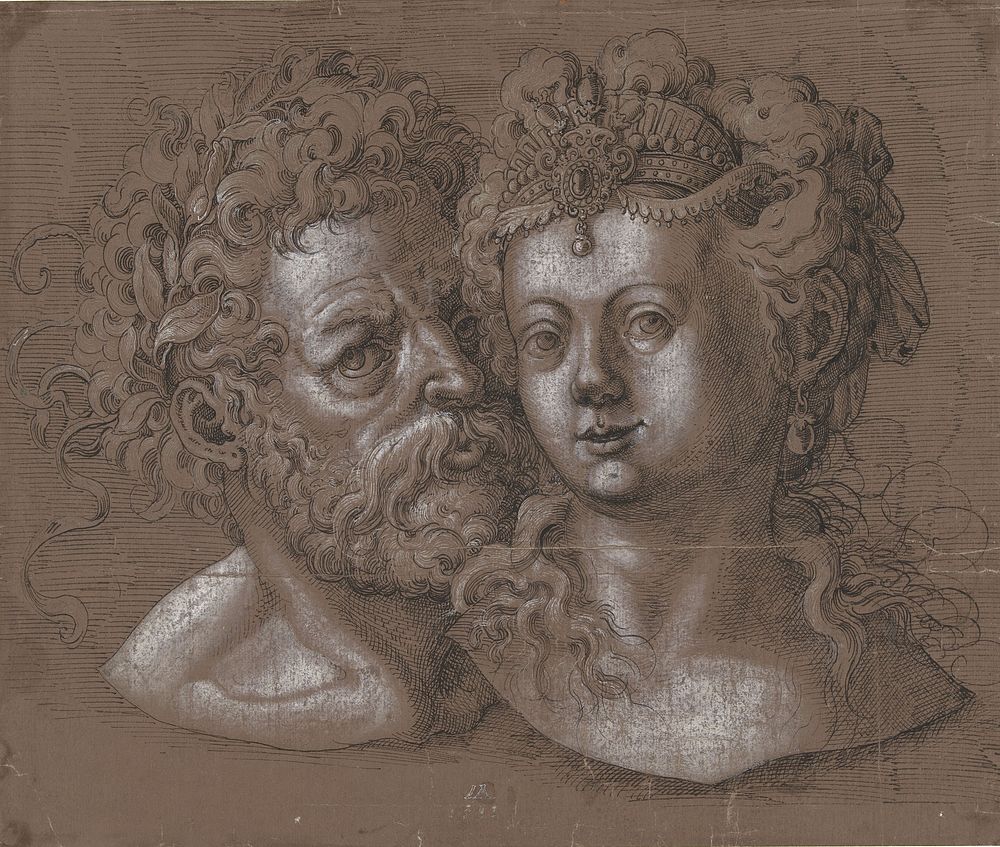 Mans- en een vrouwenhoofd (1585) by Jost Amman